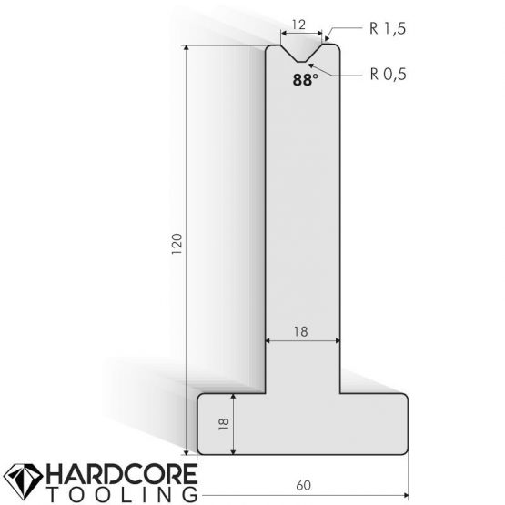 Amada 88 Degrees T-dies, H = 120 mm - Press Brake Tooling