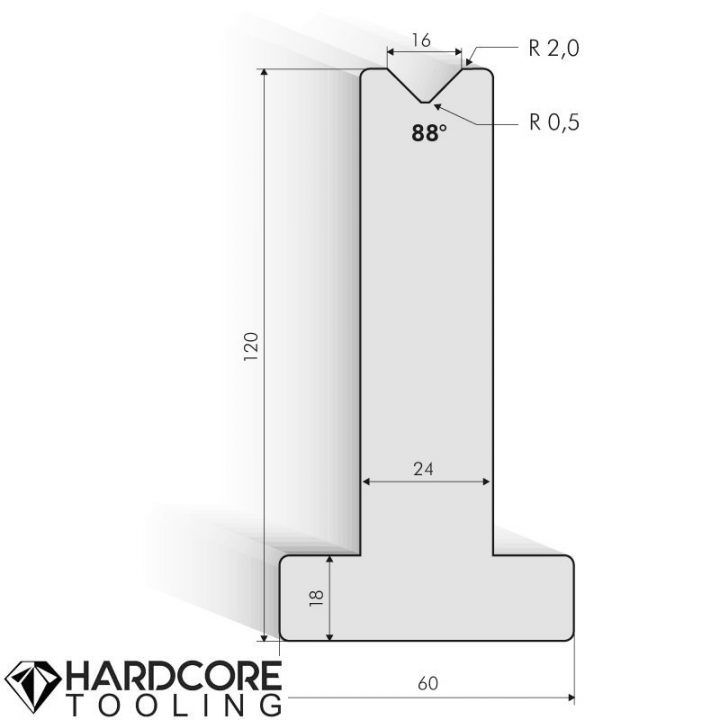 Amada 88 Degrees T-dies, H = 120 mm - Press Brake Tooling