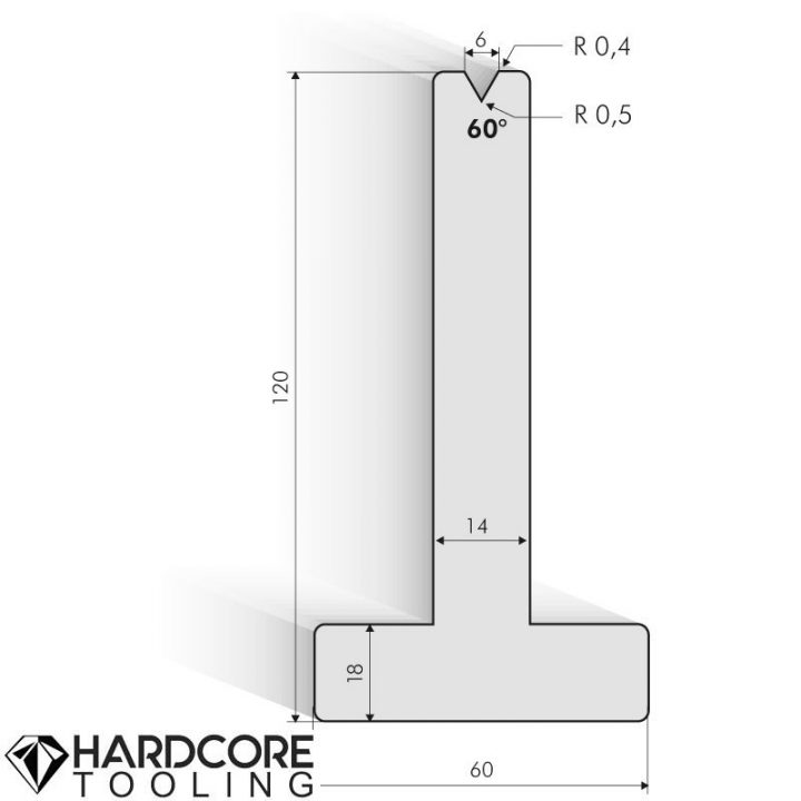 Amada 60 Degrees T-dies, H = 120 mm - Press Brake Tooling