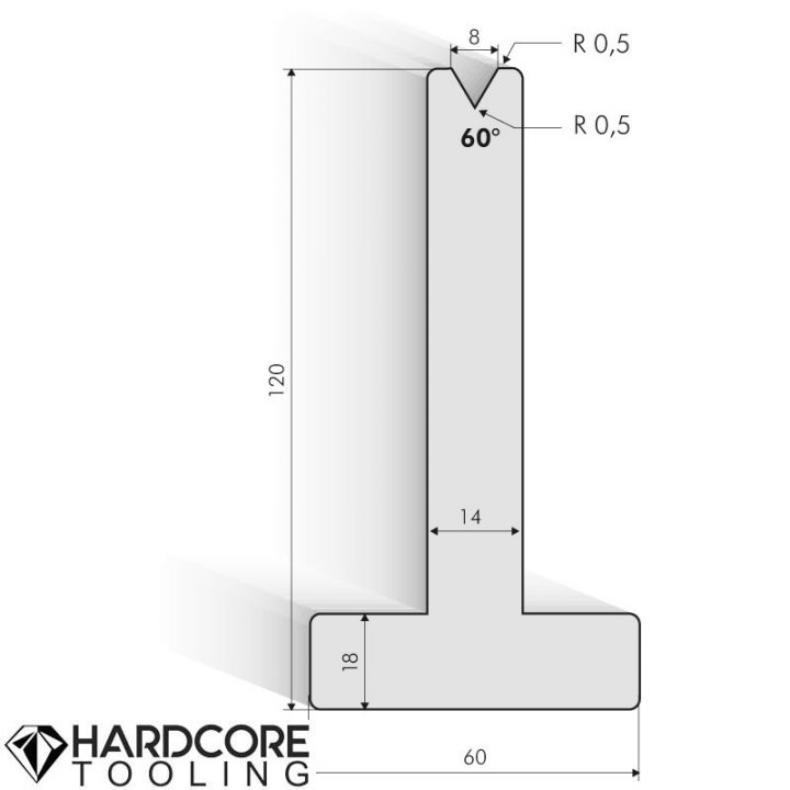 Amada 60 Degrees T-dies, H = 120 mm - Press Brake Tooling