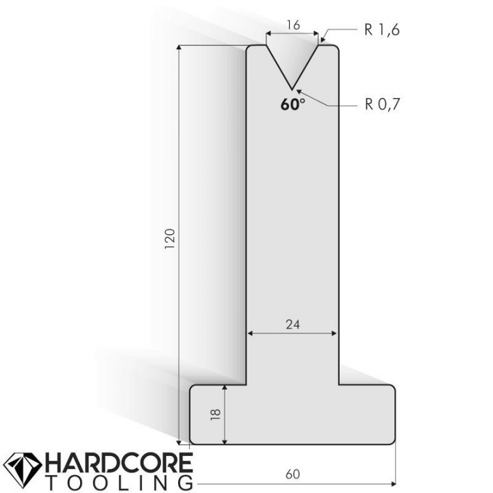 Amada 60 Degrees T-dies, H = 120 mm - Press Brake Tooling