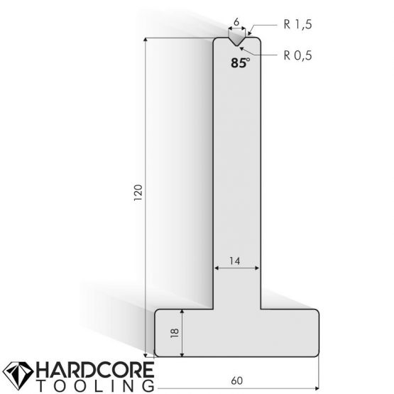 Amada 85 Degrees T-dies, H = 120 mm - Press Brake Dies and Punches