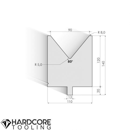 Trumpf 80 Degrees Dies, H = 120 mm - Amada Press Brake Tooling