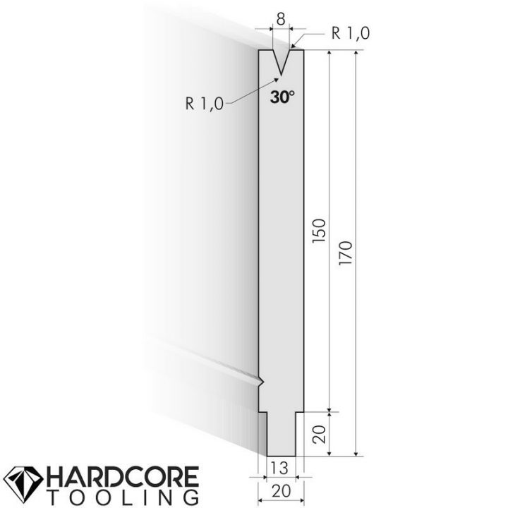 Trumpf 30 Degrees Dies, H = 150 mm - Amada Press Brake Tooling